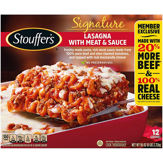 Stouffer's Signature Lasagna with Meat Sauce, Frozen 96 oz.