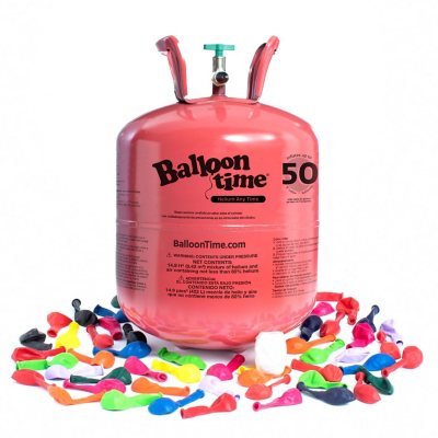 Balloon Time Jumbo Helium Tank (12"), with 50 9-inch Latex Balloons and Ribbon - Sam's Club