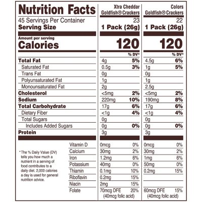 goldfish crackers nutrition label