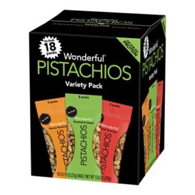 Wonderful No Shells Variety Pack Pistachios, 0.75 oz., 18 pk.
