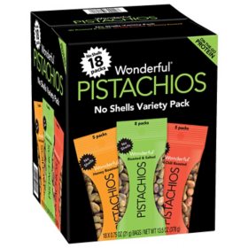 Wonderful No Shells Variety Pack Pistachios, 0.75 oz., 18 pk.