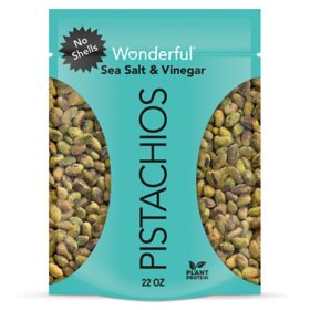 Wonderful Sea Salt & Vinegar Pistachios, No Shells, 22 oz.