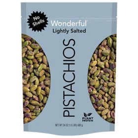 Wonderful Lightly Salted Pistachios, No Shells, 24 oz.