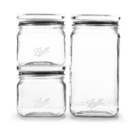 Ball Stack & Store Jars, Glass Storage Jars, Quart and Half Gallon, 3-Pack		