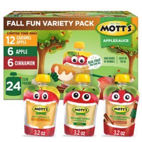 Mott's Applesauce, Variety Pack, 3.2 oz., 24 pk.