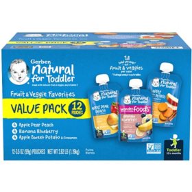 Gerber Toddler Pouch Variety Pack 3.5 oz., 12 ct.