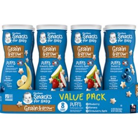 Gerber Grain & Grow Cereal Snack Puffs, Variety Pack, 1.48 oz., 8 ct.