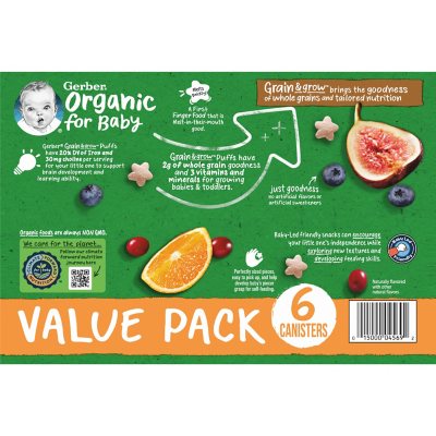 Gerber Organic Puffs, Variety Pack (1.48 oz., 6 pk.) - Sam's Club