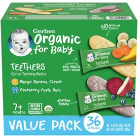 Gerber Organic Teething Wafers Variety Pack, 36 ct.