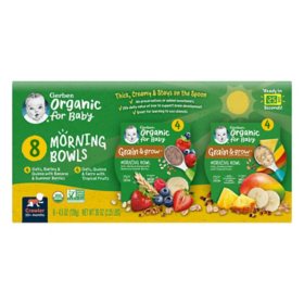 Gerber Organic Grain & Grow Morning Bowls, Variety Pack, 4.5 oz., 8 ct.