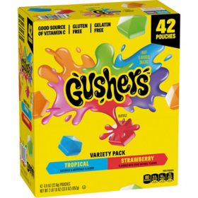 Gushers Strawberry & Tropical Variety Pack Snacks, 0.8 oz., 42 pk.