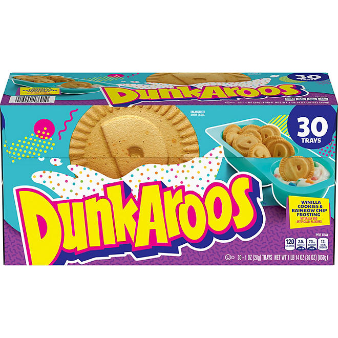Dunkaroos Vanilla Cookies and Vanilla Frosting, Rainbow Sprinkles 30 ct.