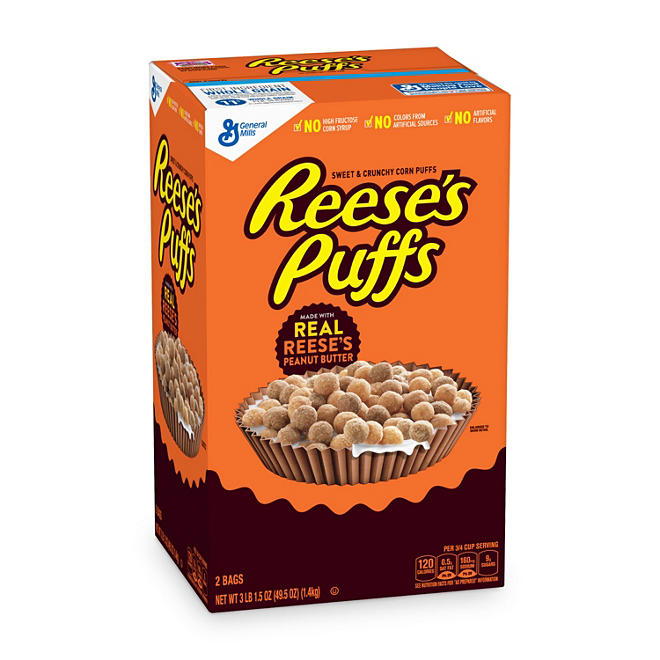 Reese's Peanut Butter Puffs Cereal (49.5 oz., 2 pk.)