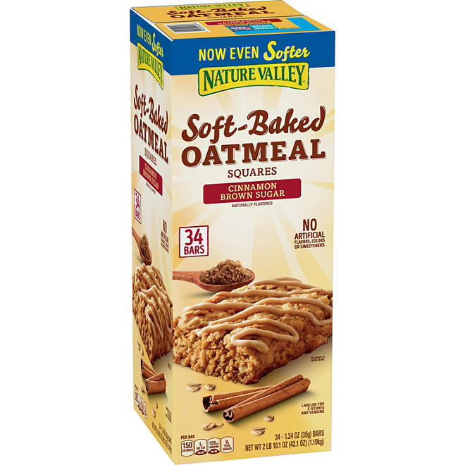Nature Valley Soft-Baked Oatmeal Squares, Cinnamon Brown Sugar (34 ct.)