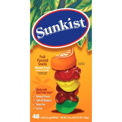 Sunkist Mixed Fruit Flavored Snacks - 48 - 0.8 oz. pouches - Sam's Club