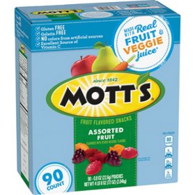 Mott's Assorted Fruit Flavored Snacks, 0.8 oz., 90 pk.