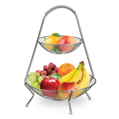 4 or 5 Tier Chrome Shinny Metal Stacking Baskets Vegetable Fruit Rack Storage 