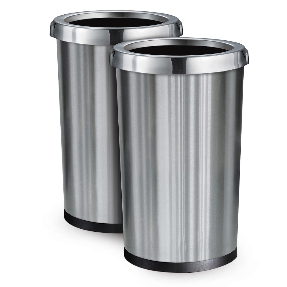 2 Pack Stainless Steel Commercial Home Office Trash Bin Garbage Can 13 Gal New