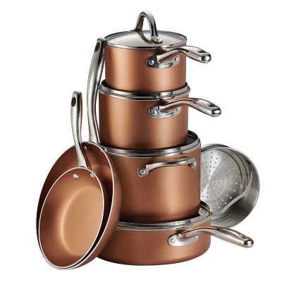 Tramontina 11-Piece Metallic Nonstick Cookware Set-Copper:- Copper
