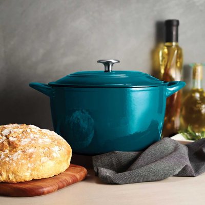 Tramontina 7 qt. Enameled Cast Iron Round Dutch Oven-Peacock