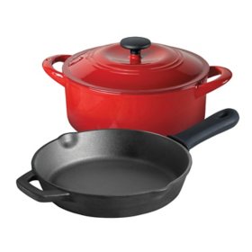 Tramontina 3-Piece Kitchen Essentials Cast Iron Cookware Set, Choose Color
