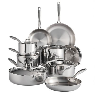 Tramontina 14-Piece Tri-Ply Clad 18/10 Stainless Steel Cookware Set - Sam's  Club