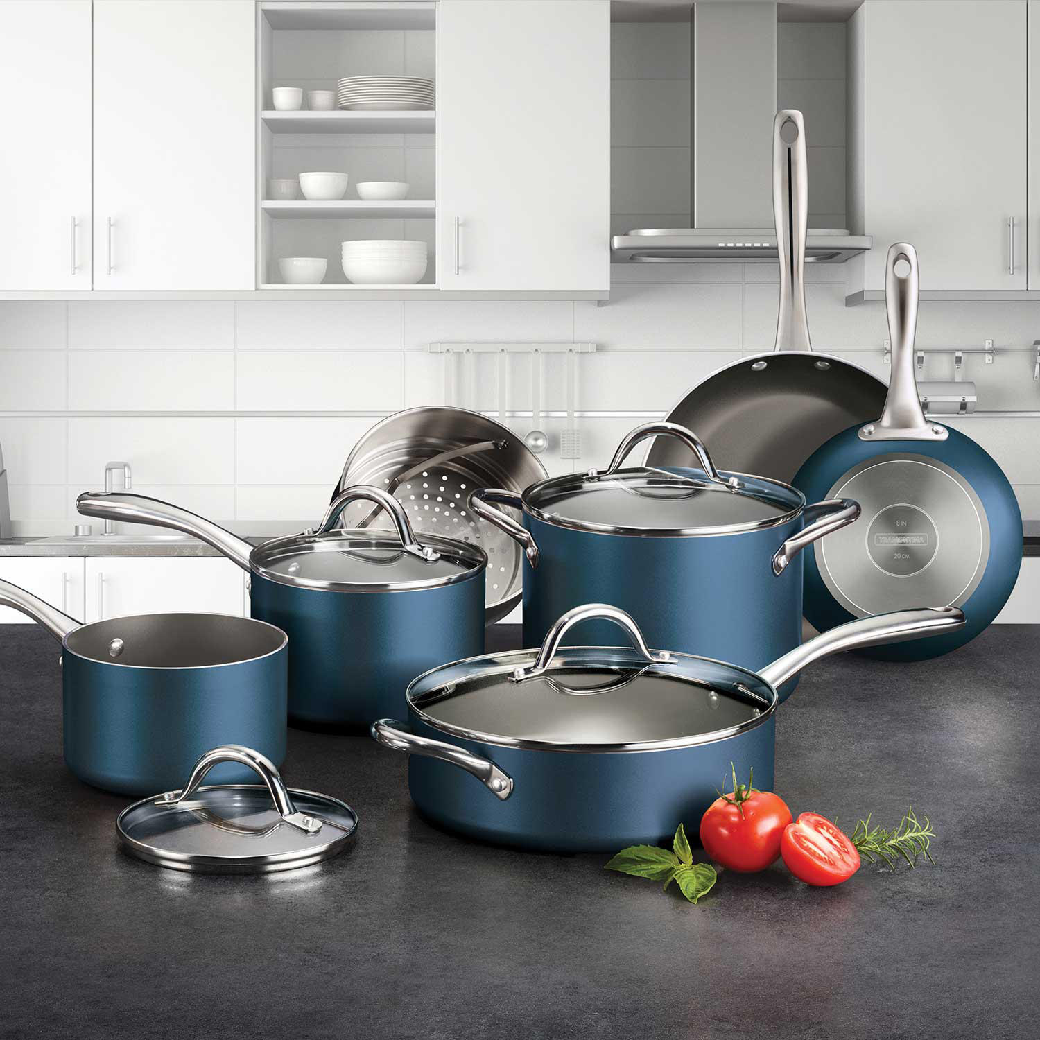 Tramontina 11-Piece Metallic Nonstick Cookware Set-Blue