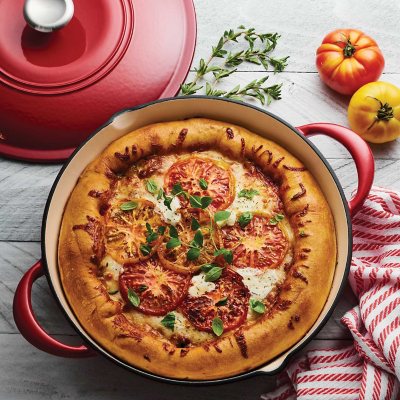 Tramontina 12 in Enameled Cast Iron Covered Casserole Dish-Red