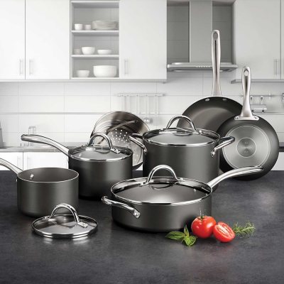 Nesting 11 Pc Nonstick Cookware Set - Red