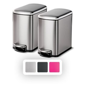 Tramontina 1.6 Gallon Step Trash Cans, 2 pack