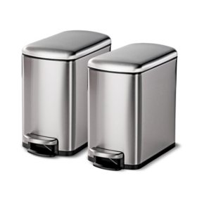 Tramontina 1.6 Gallon Step Trash Cans, 2 pack		