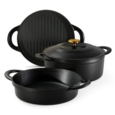 Tramontina 4-Piece Stackable Enamel Cast Iron Cookware Set