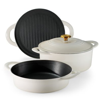 Tramontina 4-Piece Stackable Enamel Cast Iron Cookware Set (Choose Color)