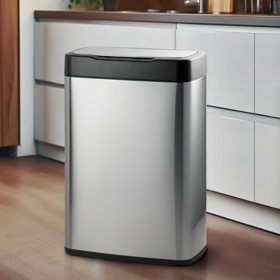 Tramontina Large Stainless Steel Sensor Trash Bin, 13.2 Gal		