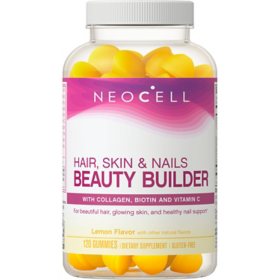 Neocell Hair, Skin & Nails Beauty Builder Gummies, 200 mg. Collagen, Lemon 120 ct.