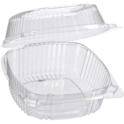 TGC 6 Sandwich, Clear Clamshell, PET Hinged Lid, 6 x 6 (500 Containers),  Clear Plastic Containers
