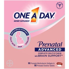 One A Day Women's Prenatal Advanced Mulitvitamins Softgels & Prenatal Choline Tablets 2 pk.; 90 ct.
