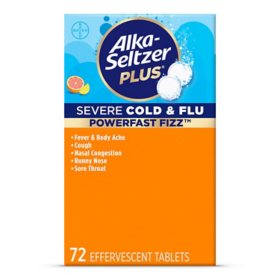 Alka-Seltzer Plus Severe Cold and Flu Effervescent Tablets, Citrus 72 ct.