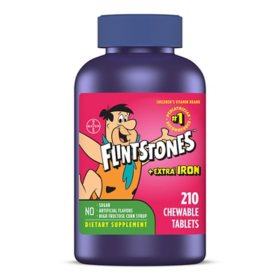 Flintstones Chewable Kids Multivitamin + Extra Iron, Chewable Tablets, 210 ct.		 		 		 		 		 		