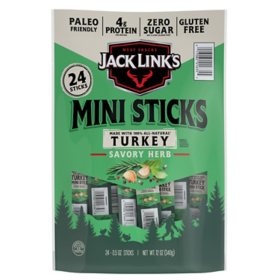 Jack Link’s Savory Herb Mini Turkey Stick, 0.5 oz,, 24 pk.