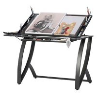 Futura Luxe Drawing/Craft Table with Drawer, Adjustable Top and Folding Side Shelf