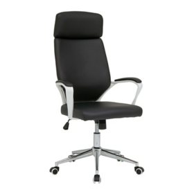 High Back Modern Executive Chair, Height/Tilt Adjustable with Padded Arms and Chrome Base