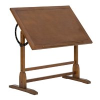 Vintage Rustic Oak Solid Wood Drafting Table, 42" x 30"