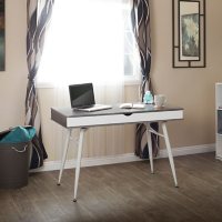 Alcove Modern Writing/Laptop Desk with Large Divided Drawer, Assorted Colors