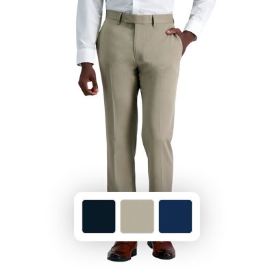 Kenneth Cole Modern Premium Slim Fit Flat Front Dress Pant Khaki 34x34:- Khaki, 34x34