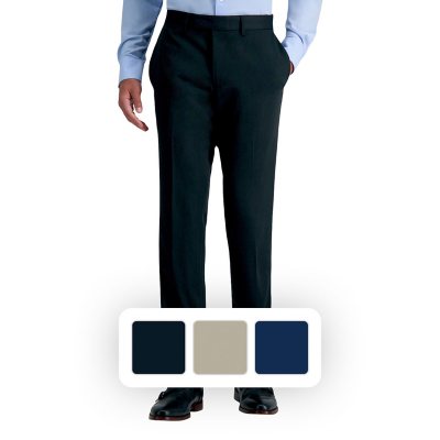 Kenneth Cole Modern Premium Slim Fit Flat Front Dress Pant Black 38x30:- Black, 38x30