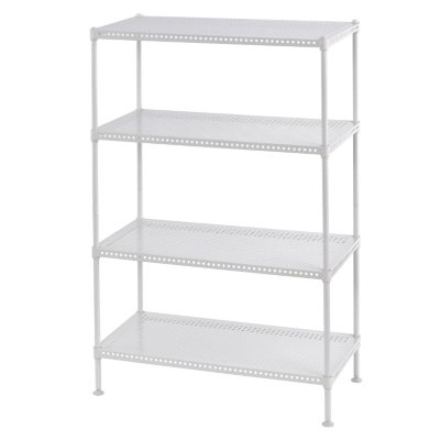 white metal shelf