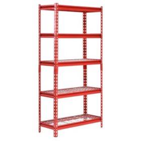 Muscle Rack 5-Shelf Steel Shelving Unit, 30" Width x 60" Height x 12" Length (Red)