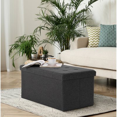 Collapsible storage ottoman with cushion deals top