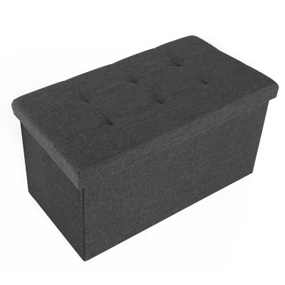 Seville Classics Foldable Storage Bench Ottoman Modern Gray 30